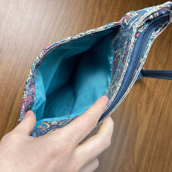 Travelon Women's Zip Crossbody Bag Multi Pocket Organizer Paisley Blue GUC - Picture 9 of 16